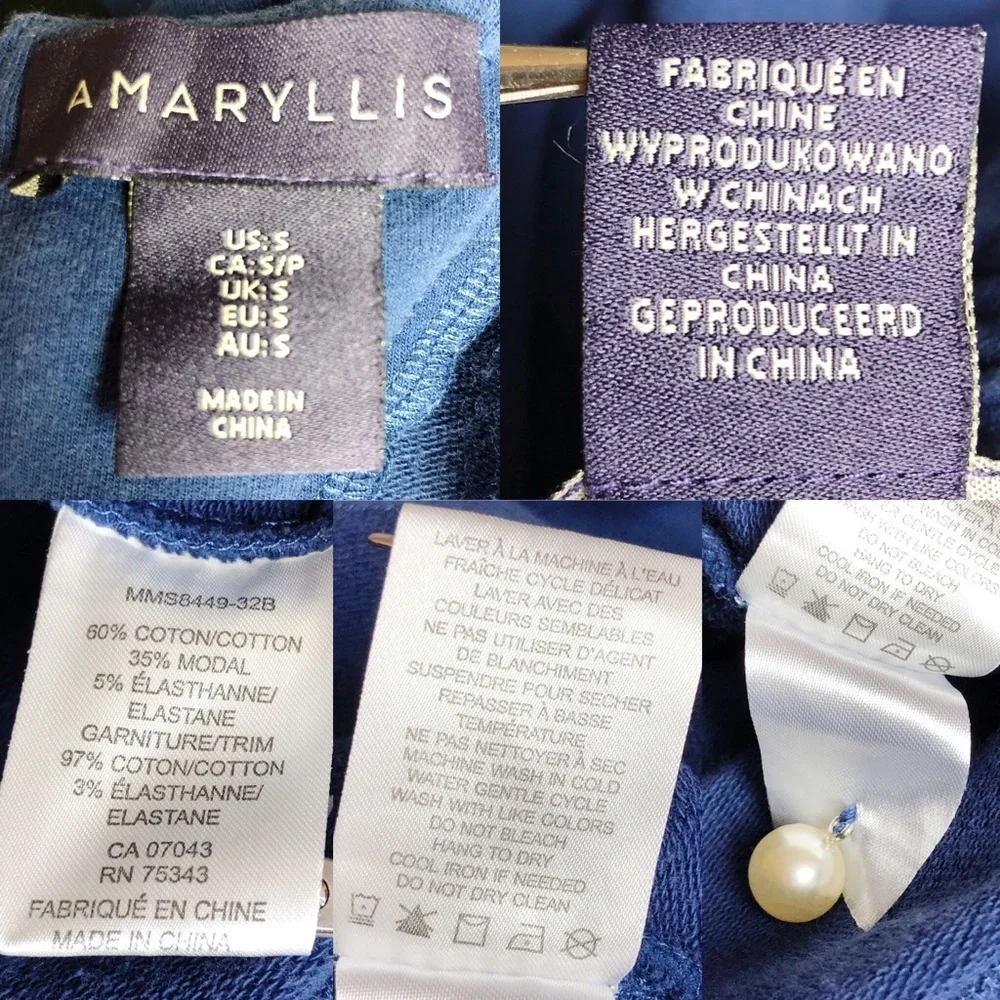 Amaryllis Blue Long Sleeve Back-Tie Top Small - Picture 7 of 8